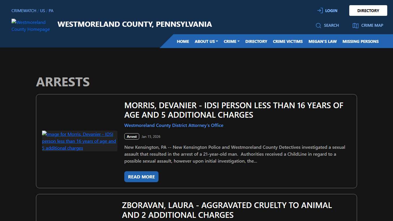 Arrests for Westmoreland County, Pennsylvania | CRIMEWATCH
